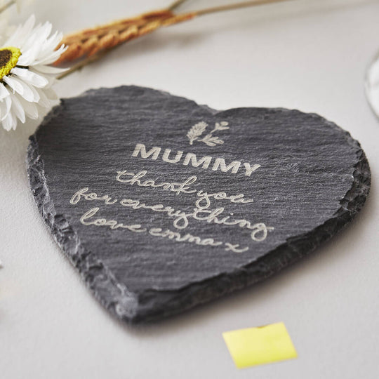 Personalised Mother's Day Heart Slate Coaster