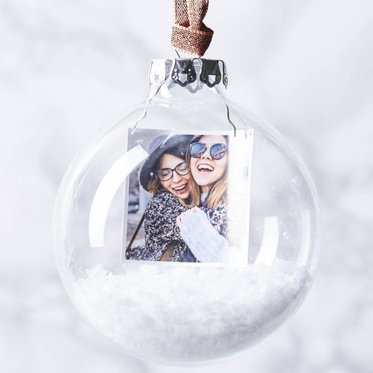 Personalised Photo Snow Christmas Bauble