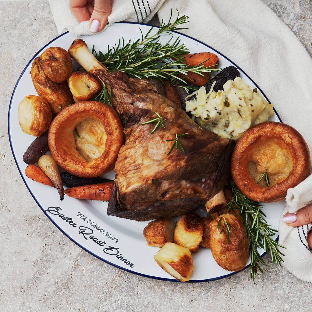 Personalised Roast Dinner Enamel Serving Platter