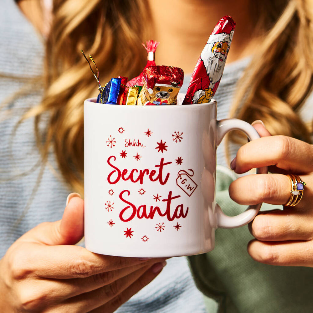 Chocolate Filled Personalised Secret Santa Mug