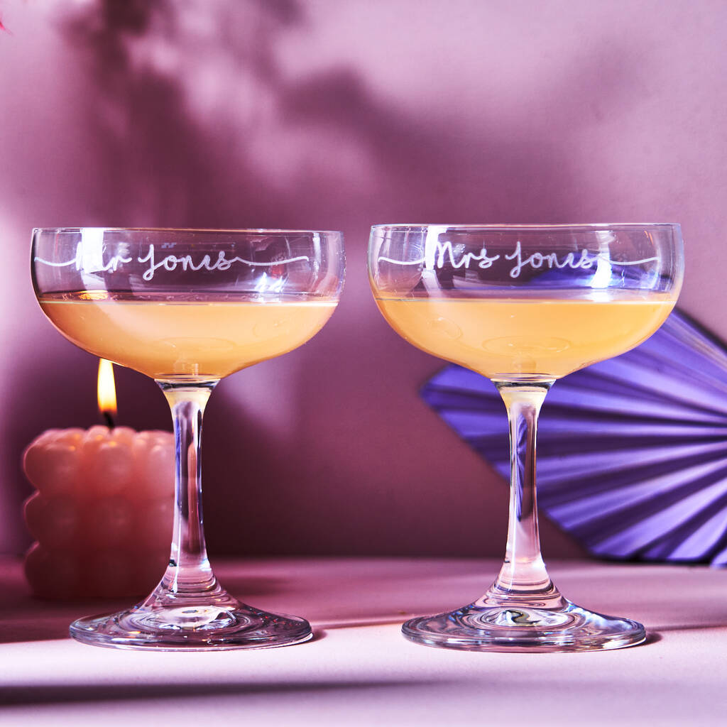 Personalised Wedding Champagne Saucer Set