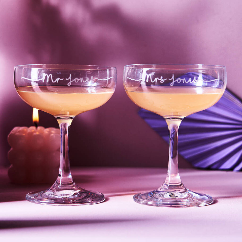 Personalised Wedding Champagne Saucer Set