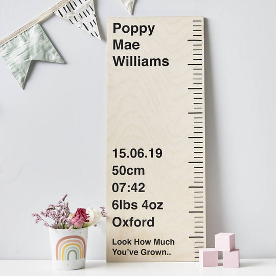 Personalised Wooden Birth Ruler