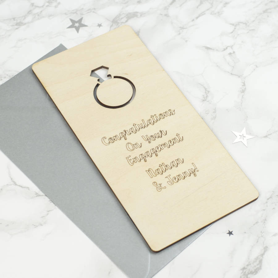 Personalised Wooden Engagement Card
