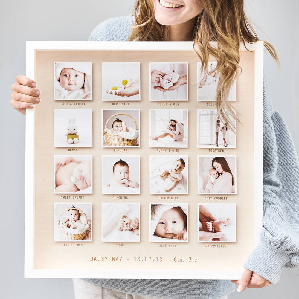 Personalised Wooden Framed Baby Photo Print