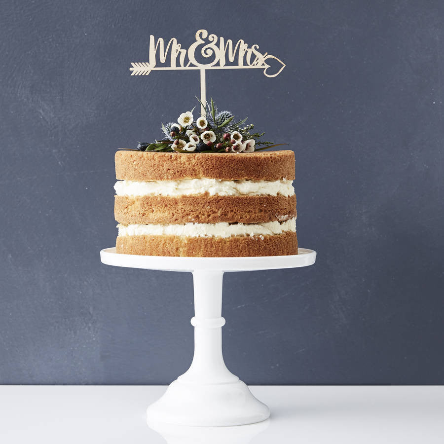 Romantic Mr And Mrs Heart Arrow Cake Topper