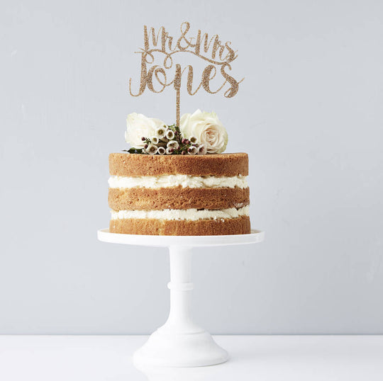 Romantic Personalised Mr And Mrs Cake Topper