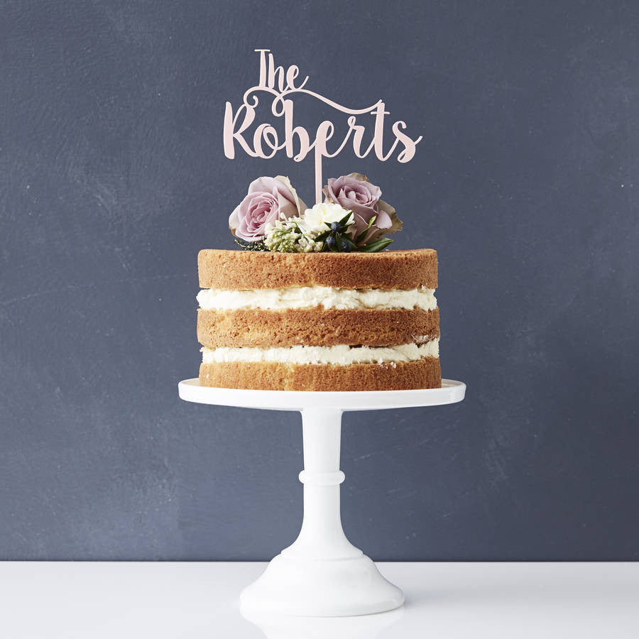 Romantic Personalised Surname Cake Topper