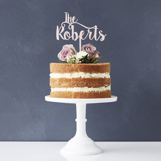 Romantic Personalised Surname Cake Topper
