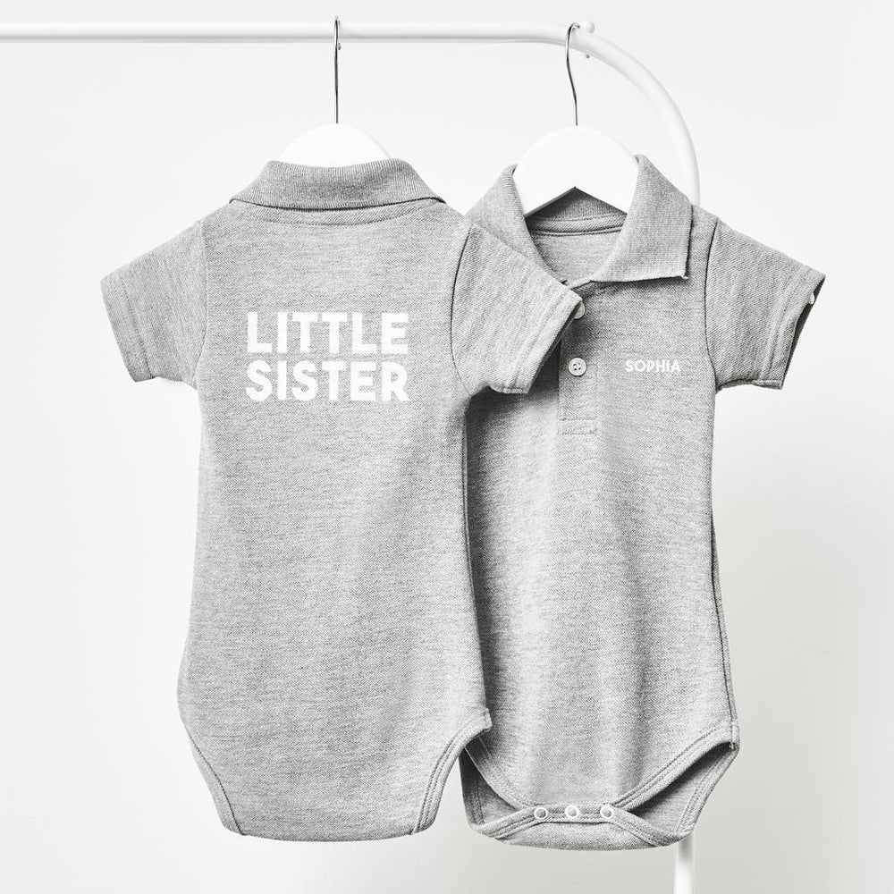 Personalised Little Sister Polo Babygrow