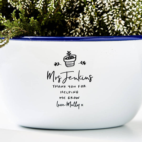 Enamel Planter Personalised Teacher Gift