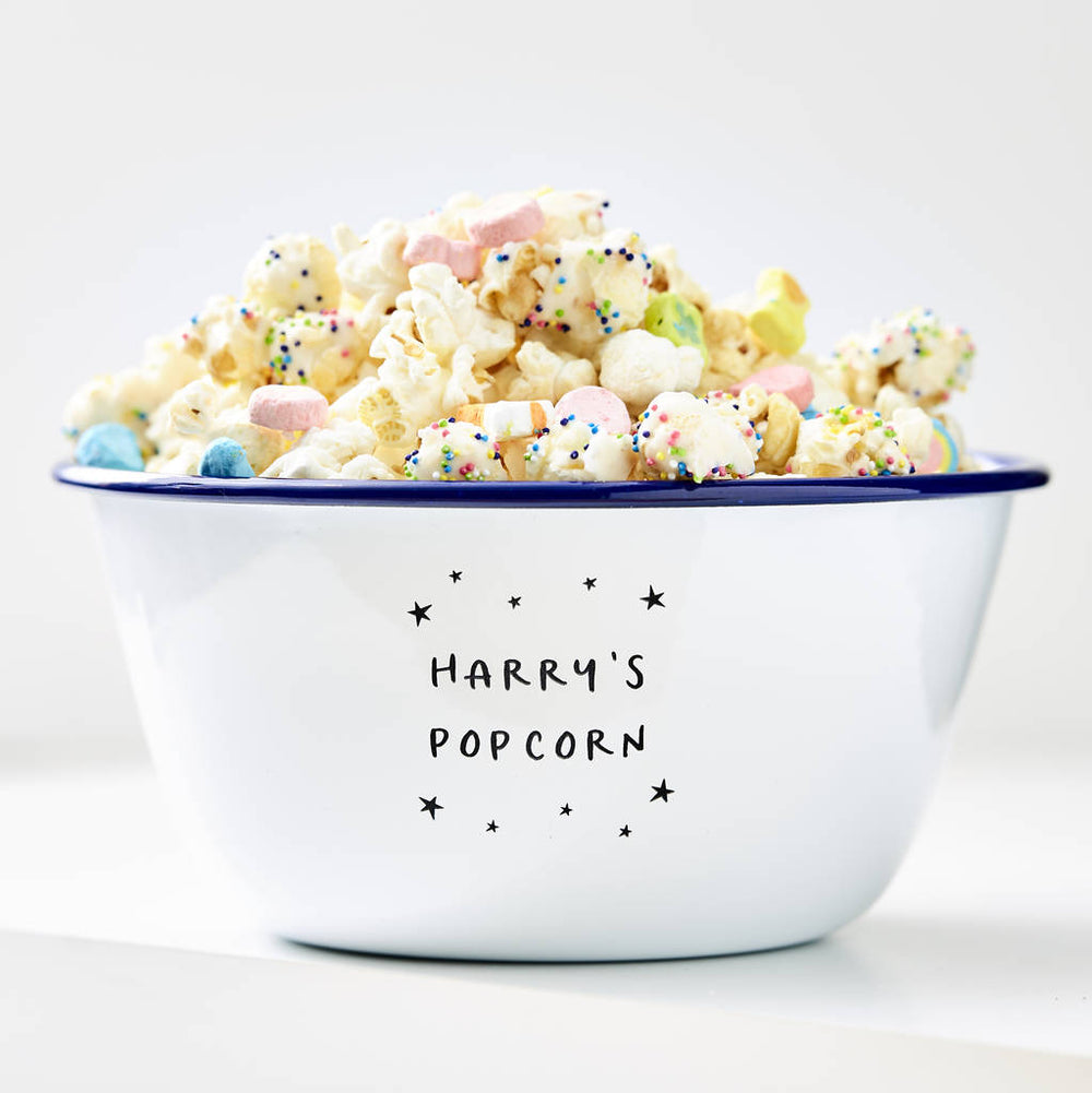 Personalised Christmas gifts for children including a personalised popcorn bowl