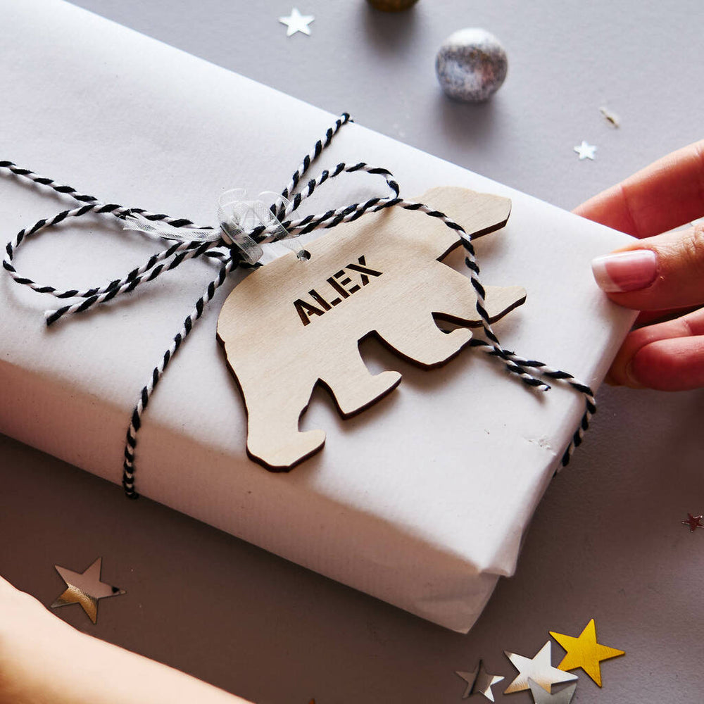 Personalised wooden Christmas gift tag