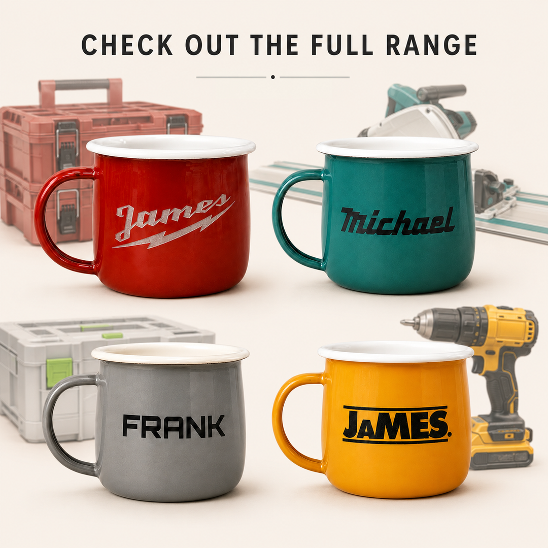 Personalised Builders Mug - Enamel Mug For Tradesmen