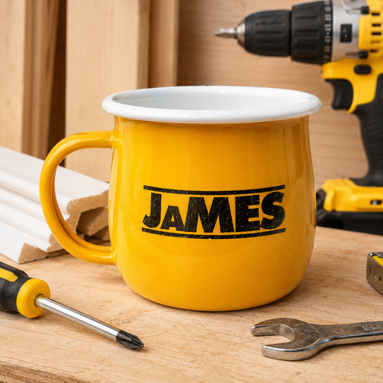 Personalised Builders Mug - Enamel Mug For Tradesmen