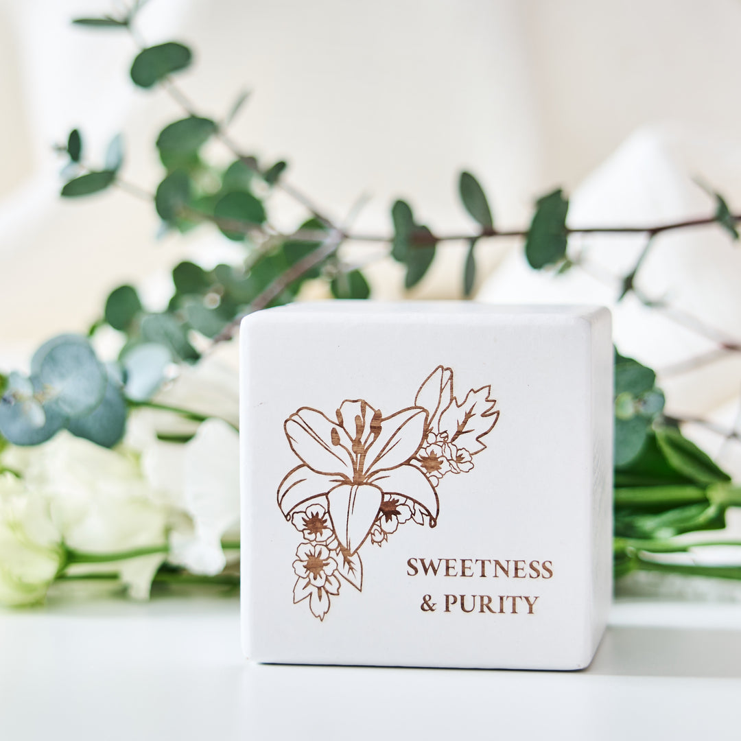 Personalised Birth Flower New Baby Keepsake Block