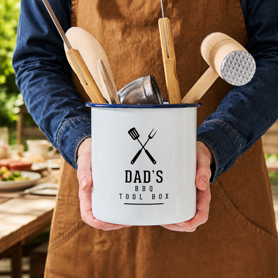 Personalised Enamel BBQ Utensil Pot