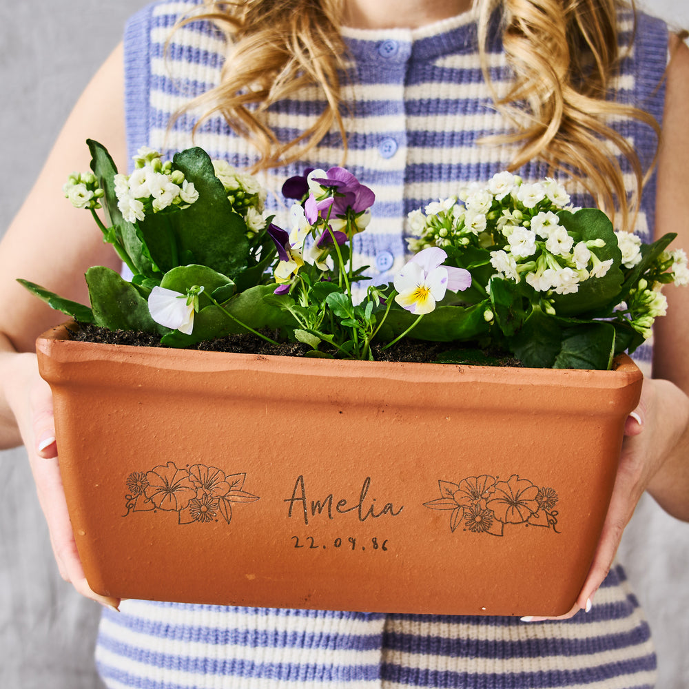 Birth Flower Birthday Gift Terracotta Planter