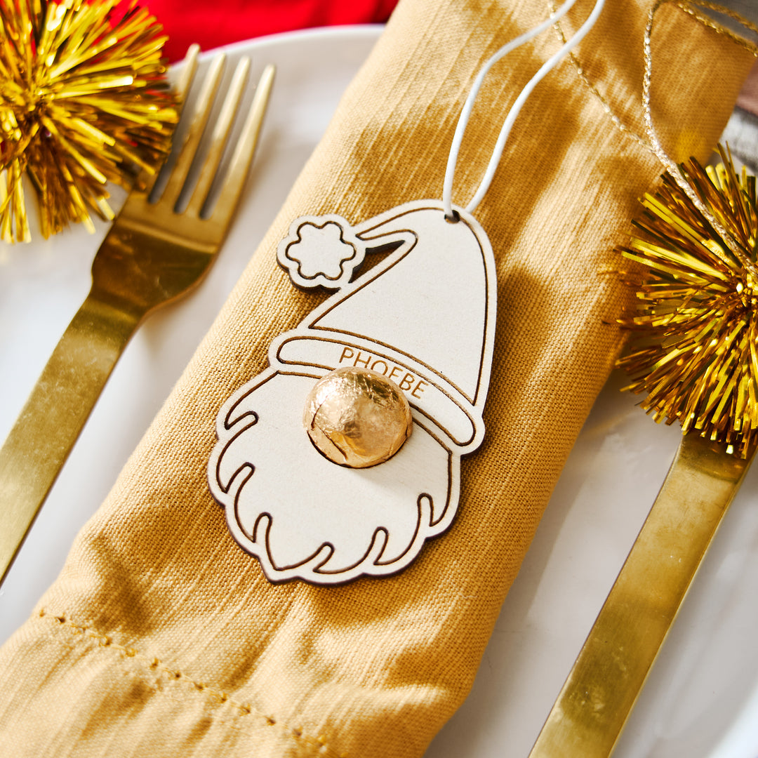 Personalised Christmas Gonk Decoration And Bag Of Chocolate Noses