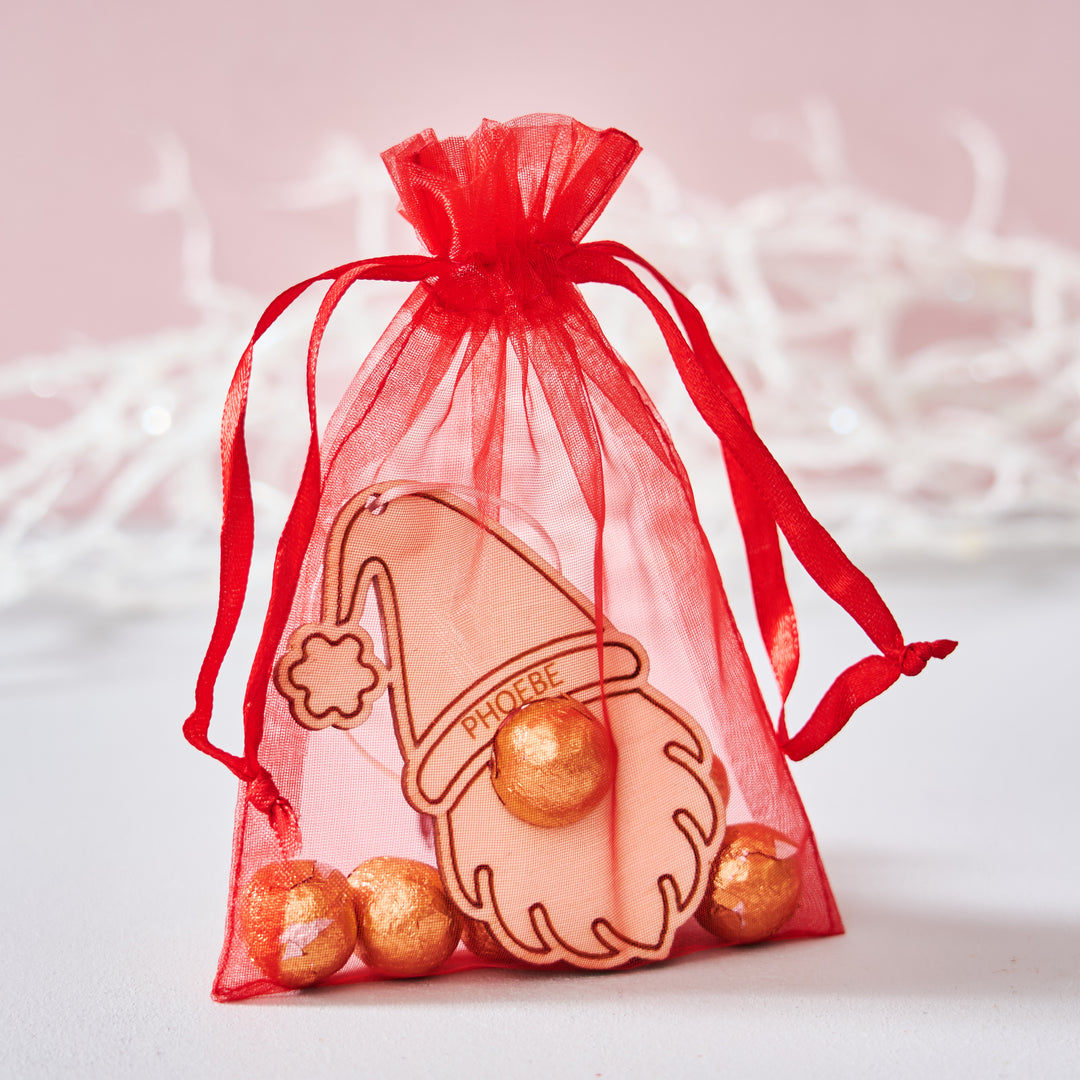 Personalised Christmas Gonk Decoration And Bag Of Chocolate Noses