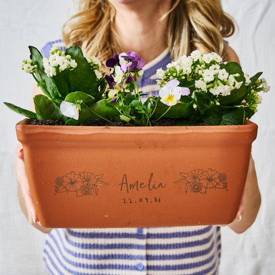Birth Flower Birthday Gift Terracotta Planter
