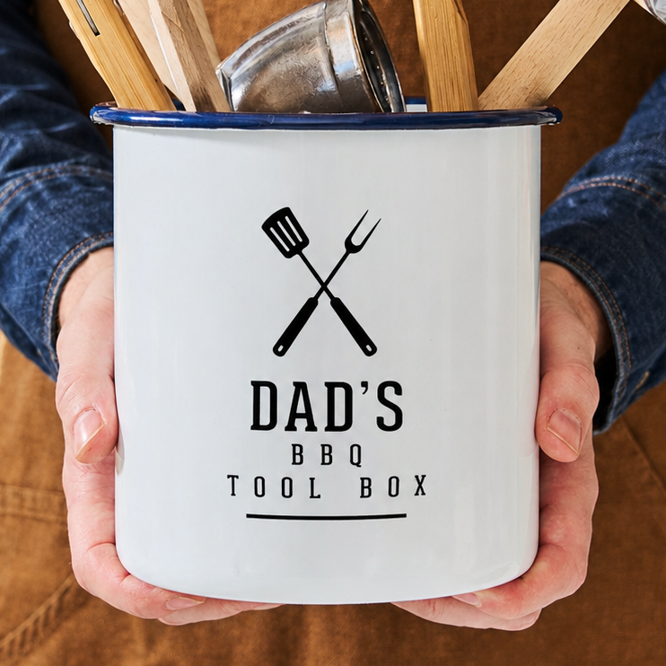 Personalised Enamel BBQ Utensil Pot