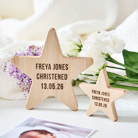 Personalised Christening Wooden Star Keepsake