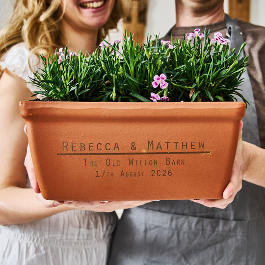 Personalised Wedding Gift Terracotta Plant Trough / Window Box