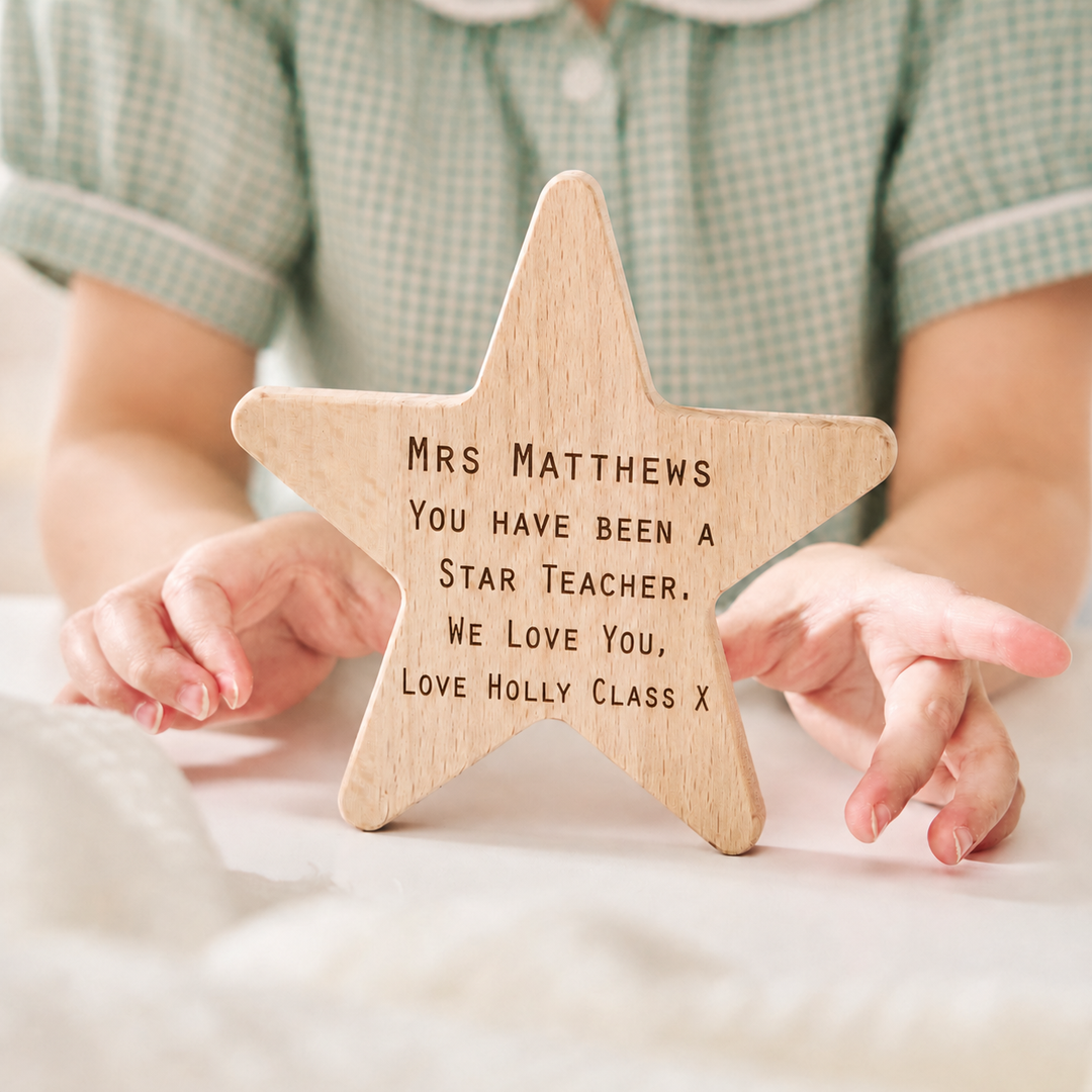 Personalised Wooden Thank You Teacher Star