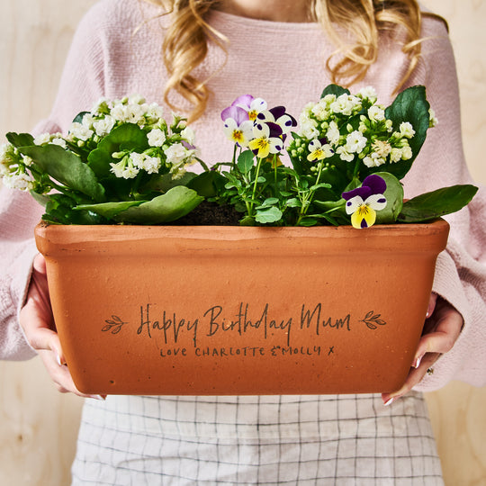 Birthday Gift Personalised Terracotta Trough / Window Box
