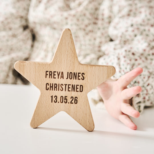 Personalised Christening Wooden Star Keepsake