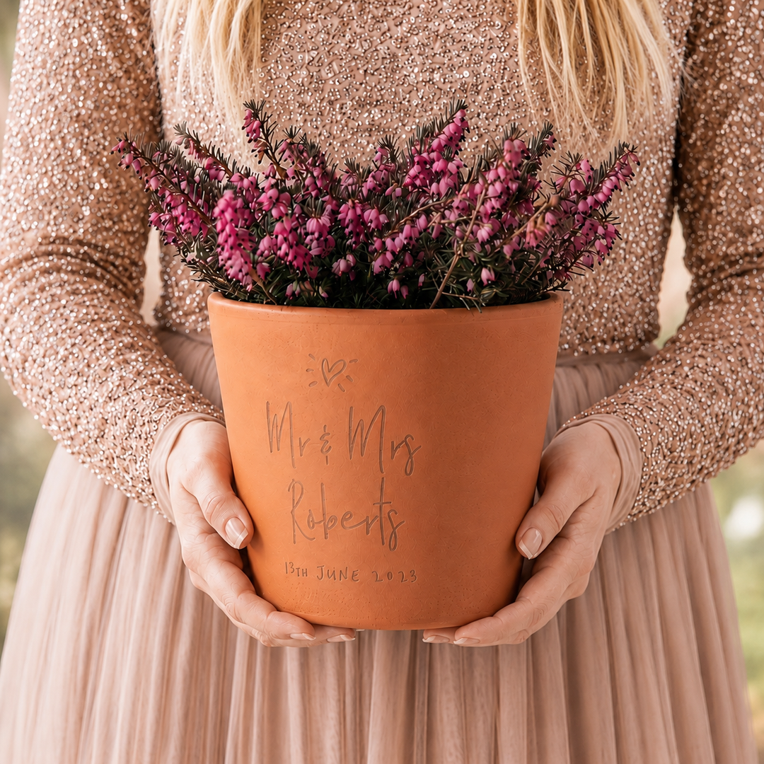 Personalised Mr And Mrs Terracotta Plant Pot