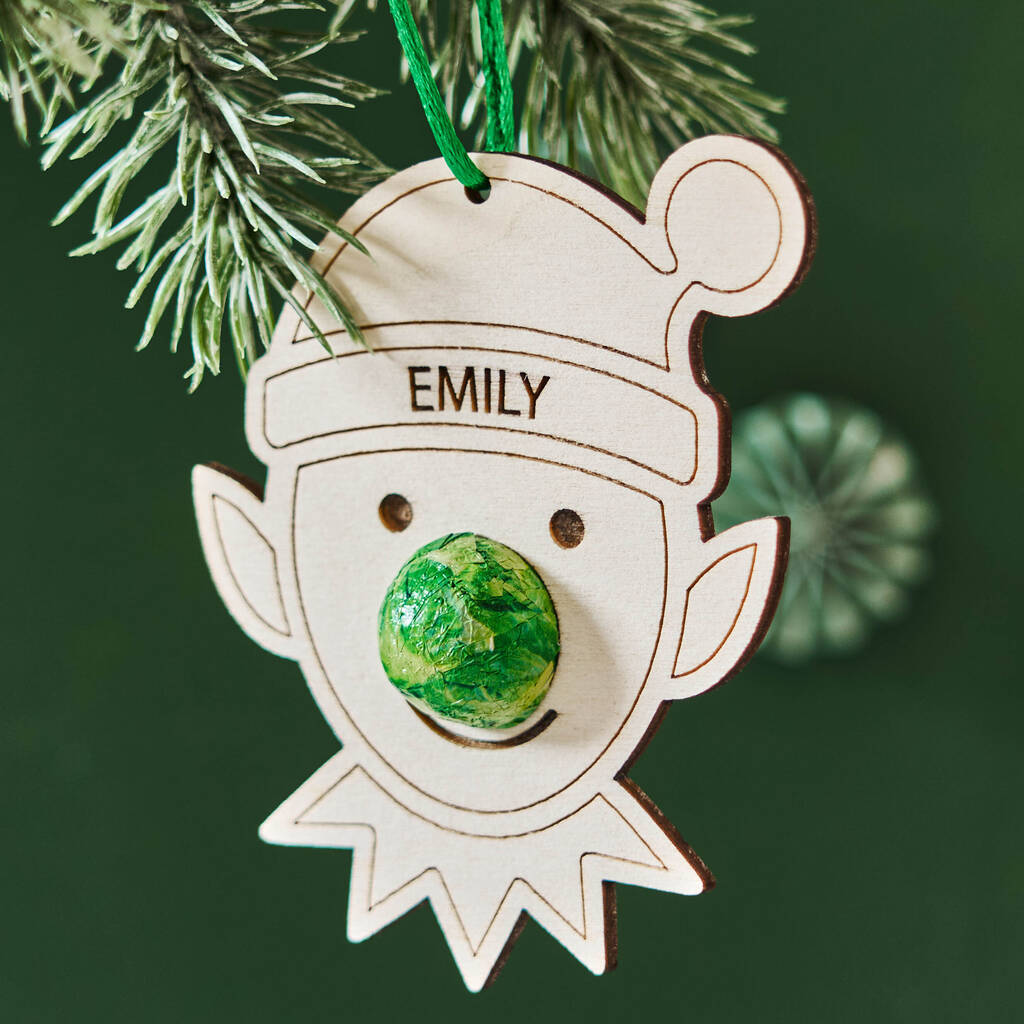 Christmas Elf Decoration And Bag Of Chocolate Noses