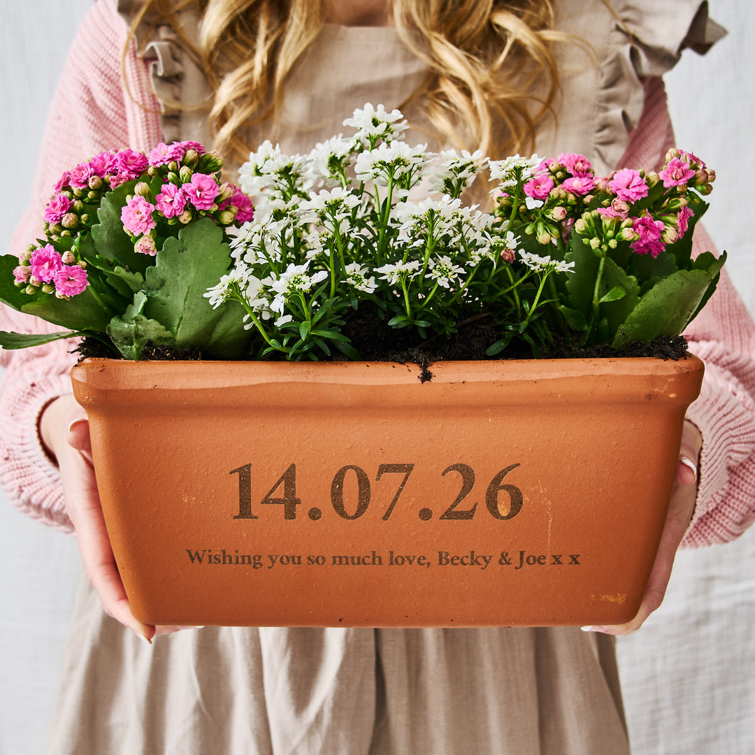 Engagement Or Wedding Gift Personalised Terracotta Trough / Window Box