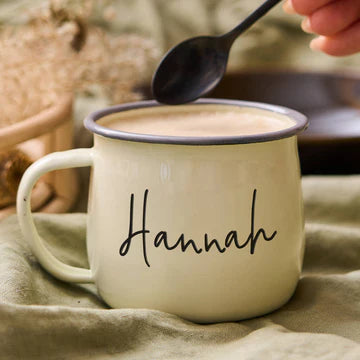 Personalised Black Enamel Mug