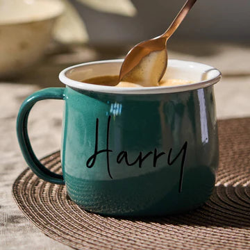 Personalised Black Enamel Mug