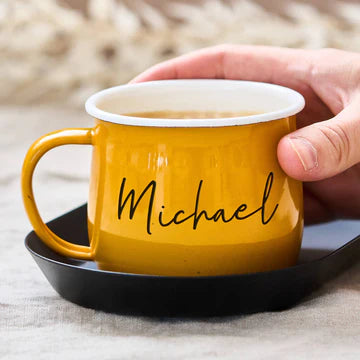 Personalised Black Enamel Mug