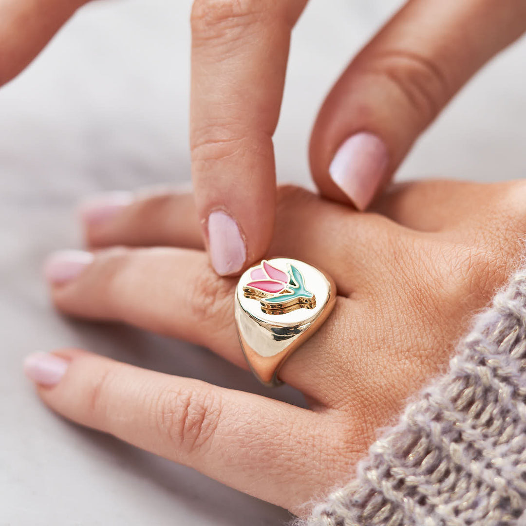 Enamelled Tulip Ring
