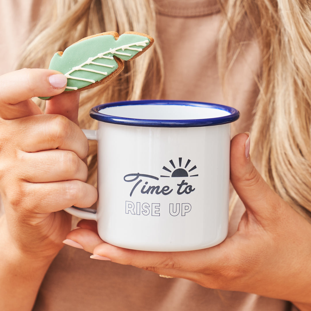 Personalised Rise Up Enamel Mug