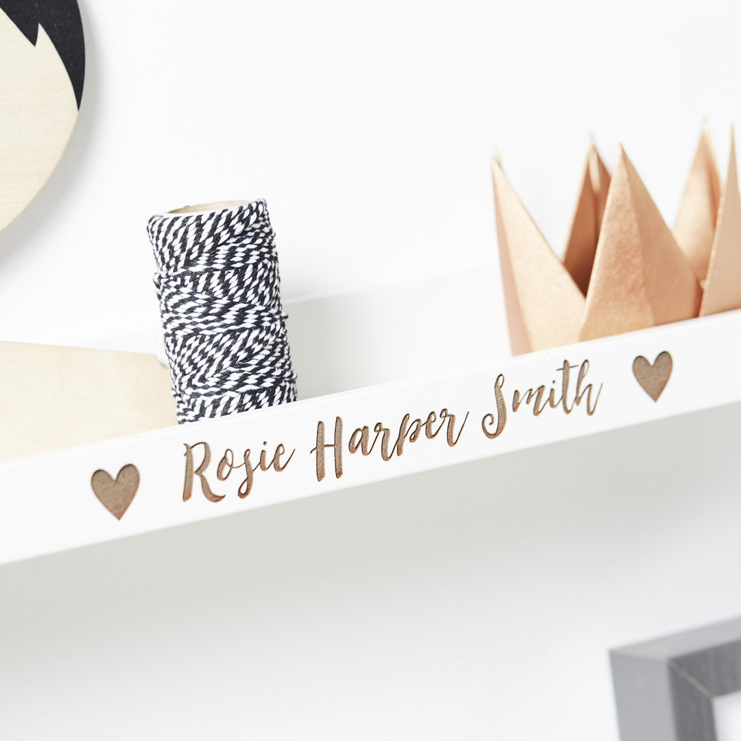 Personalised New Baby Heart Shelf