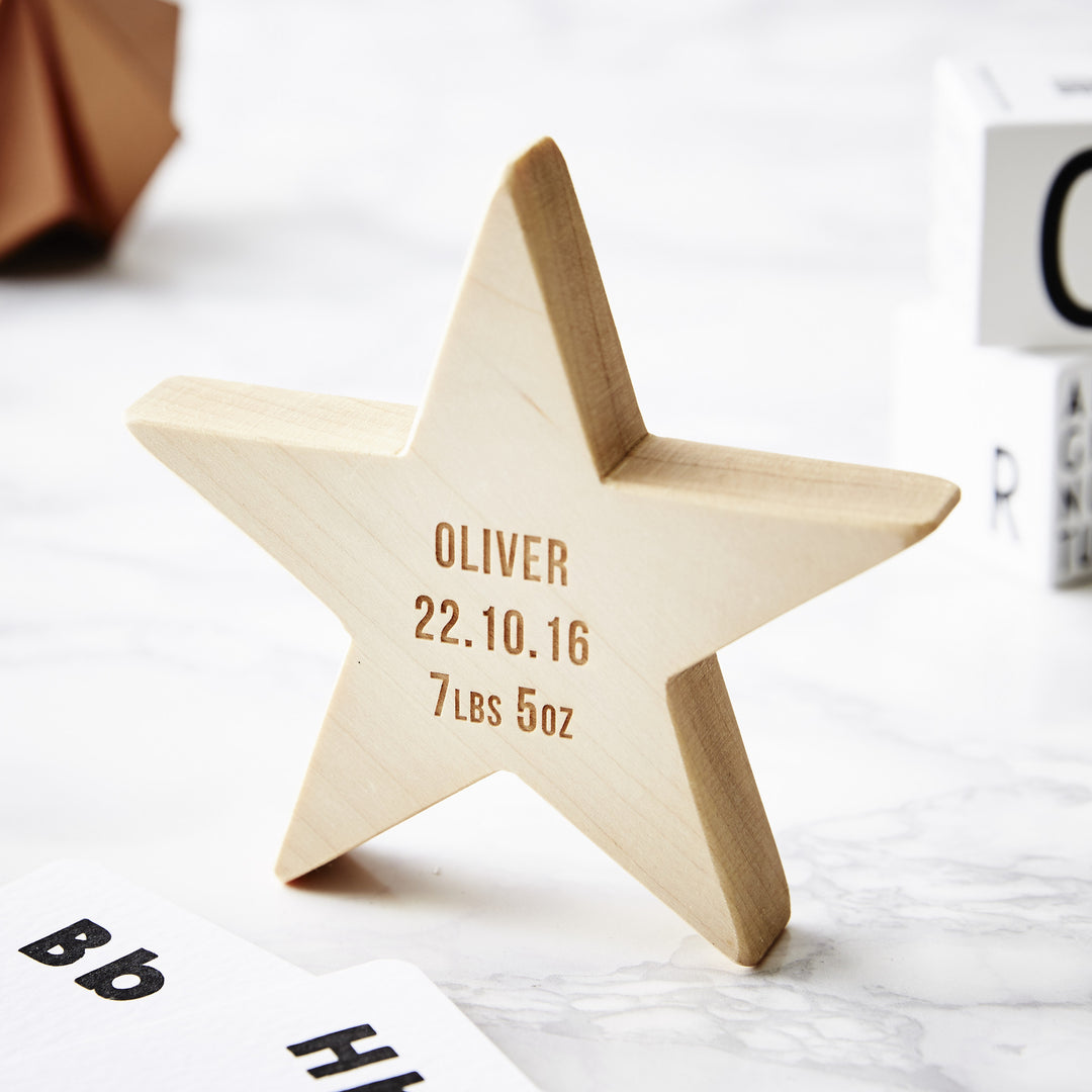 Personalised Baby Keepsake Wooden Star