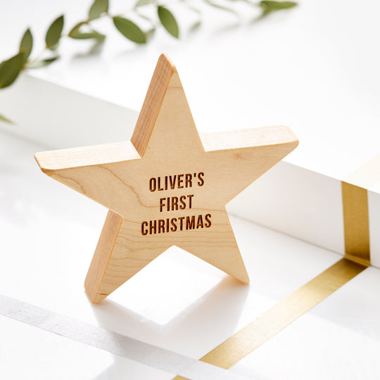 Personalised Baby's First Christmas Wooden Star