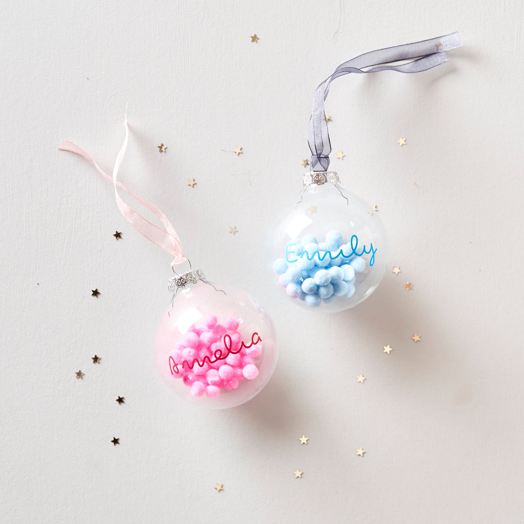 Pom Pom Personalised First Christmas Bauble