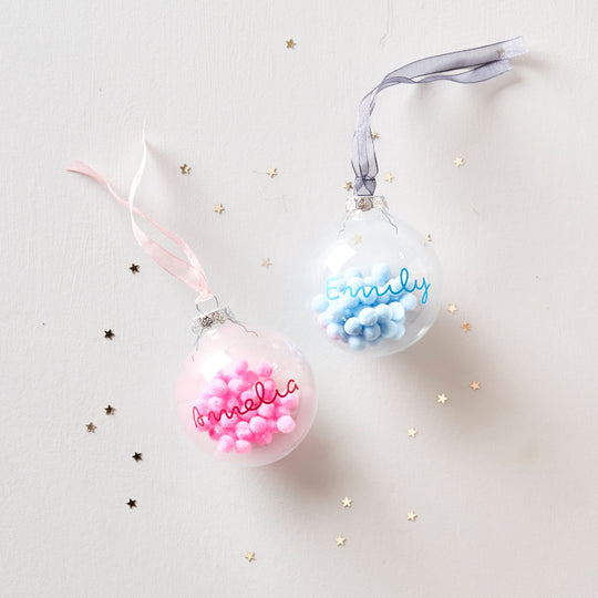 Pom Pom Personalised First Christmas Bauble