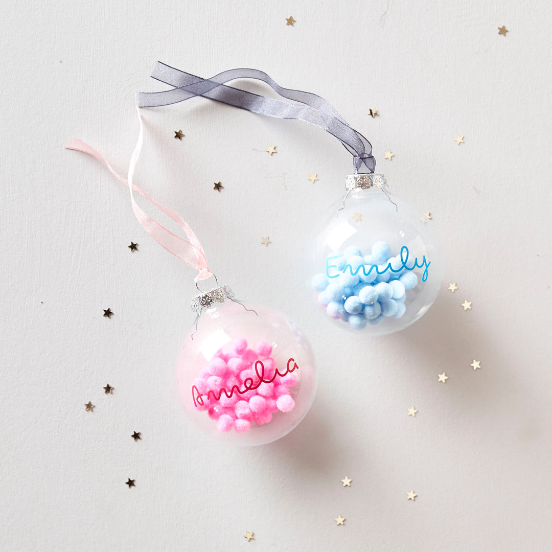 Pom Pom Personalised First Christmas Bauble