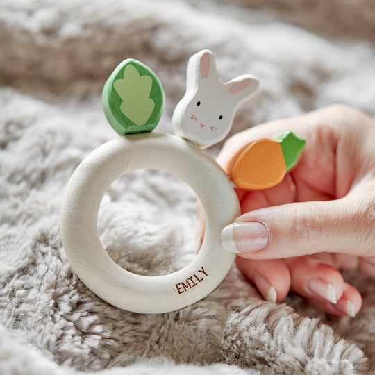 Wooden Personalised Bunny Baby Toy