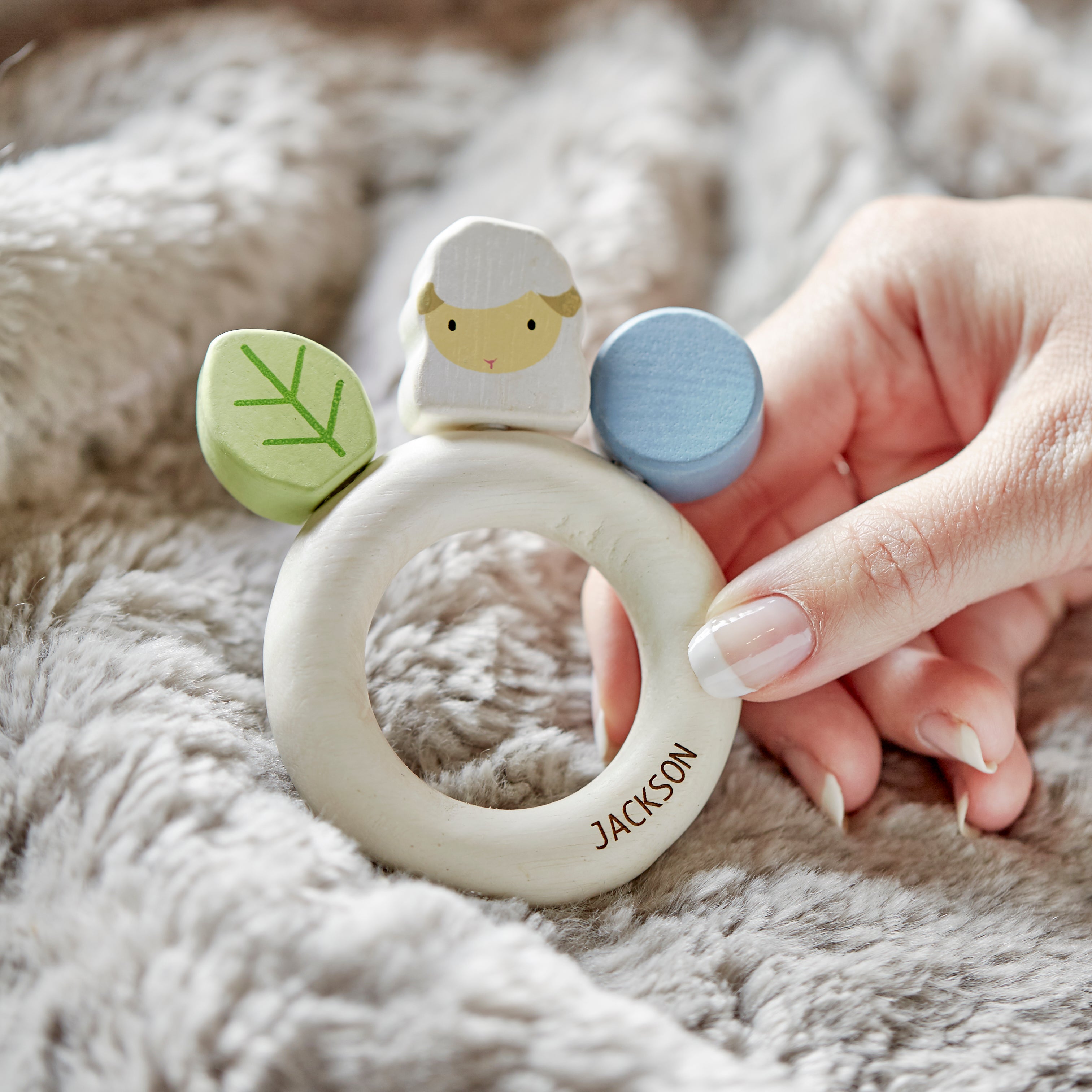 Little Lamb Personalised Wooden Baby Toy