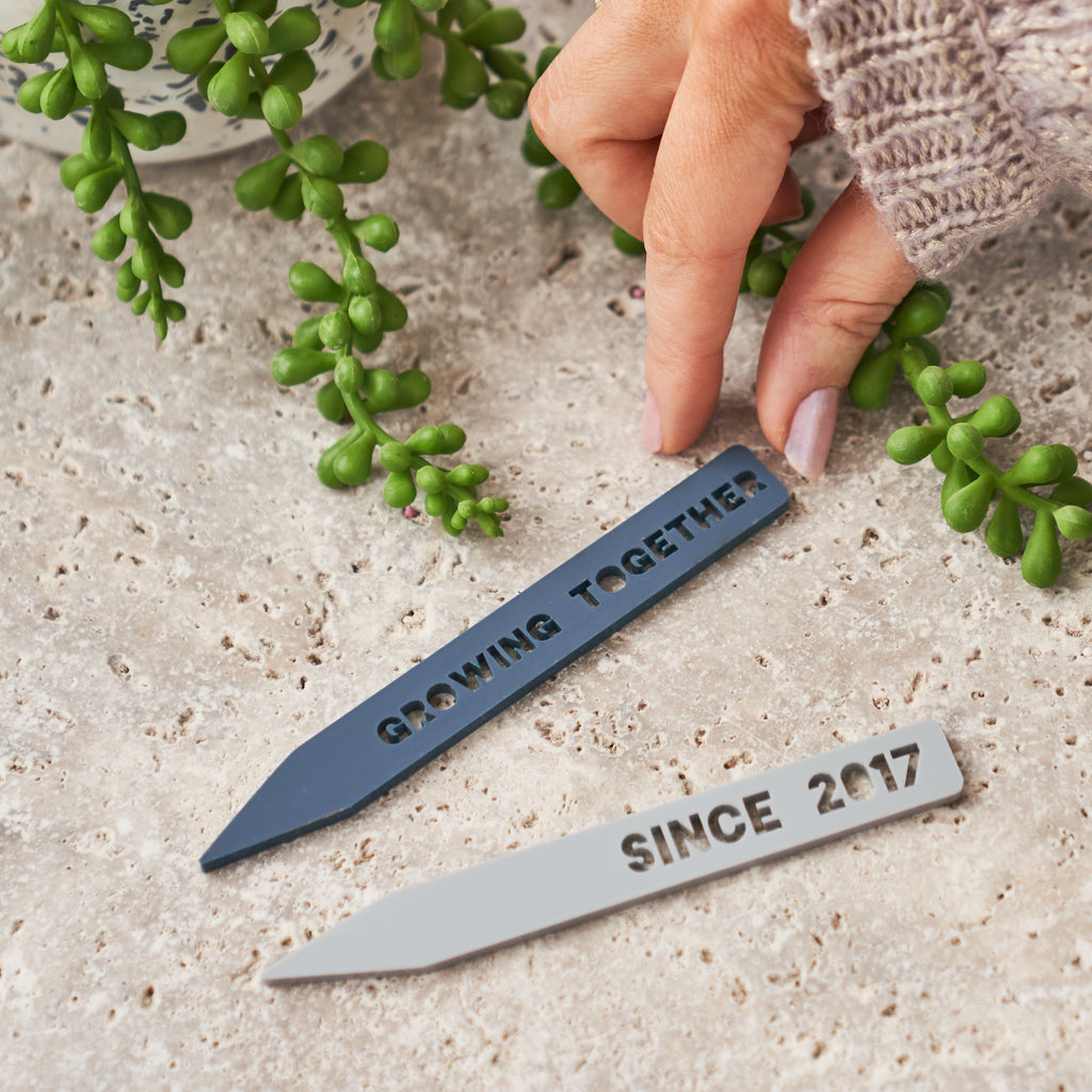 Personalised Set Of Two Growing Together Plant Markers