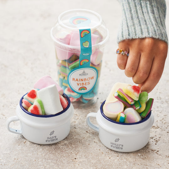 Set Of Two Sweet Pots And Rainbow Sweet Tub