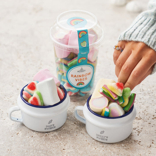 Set Of Two Sweet Pots And Rainbow Sweet Tub